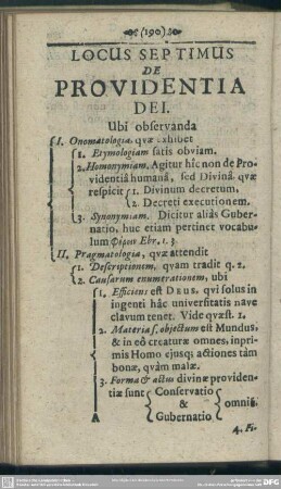Locus Septimus De Providentia Dei