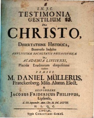 Testimonia gentilium de Christo