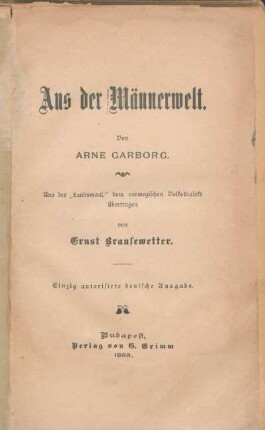 Aus der Männerwelt