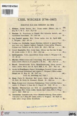 Carl Wagner (1796-1867)[Nr. 1-27]