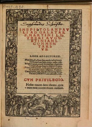 In Epistolam Pavli Ad Galatas, F. Martini Lvtheri Avgvstiniani, Commentarivs