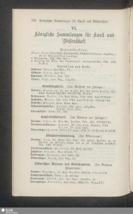VI. Königliche Sammlungen für Kunst und Wissenschaft