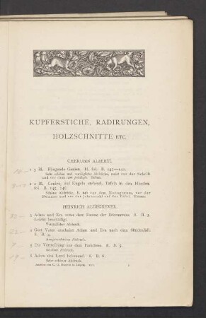 Kupferstiche, Radirungen, Holzschnitte Etc