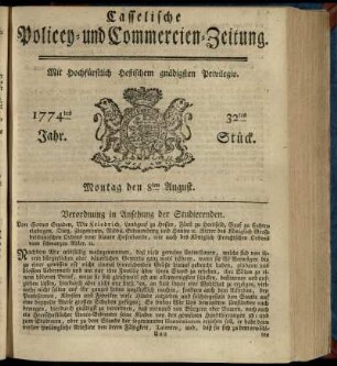 32tes Stueck, Montag den 8ten August 1774