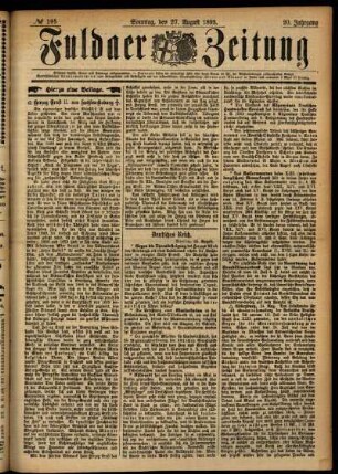 Erste Ausgabe vom Sonntag, den 27. August 1893.