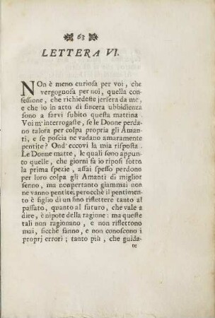 Lettera VI. + Argomento