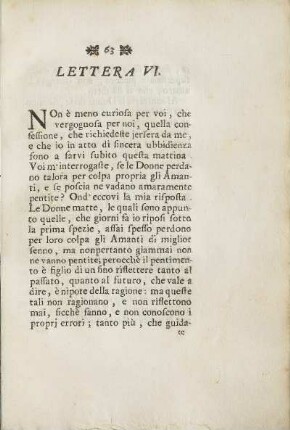 Lettera VI. + Argomento