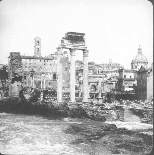 Rom. Forum Romanum mit Tempelruine (Säulen des Dioskurentempels)