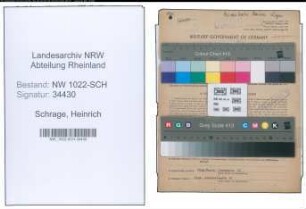 Entnazifizierung Heinrich Schrage , geb. 05.08.1889 (Schlosser)