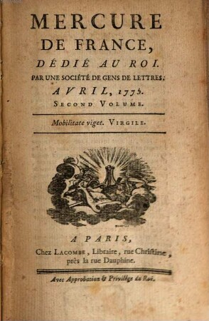 Mercure de France. 1775, 4, Vol. 2