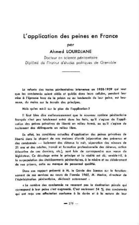 279-282, L'application des peines en France