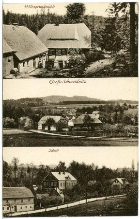 Großschweidnitz. Blick auf Großschweidnitz, Schule