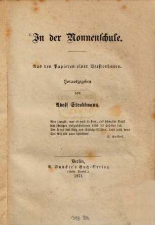 In der Nonnenschule