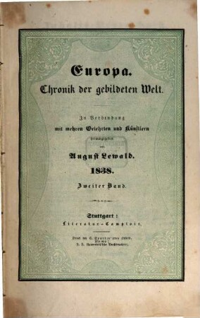 A. Lewald's Europa : Chronik der gebildeten Welt. 1838,2, 1838,2