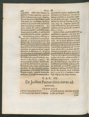 Cap. III. De Iuribus Portus circa naves advenientes.