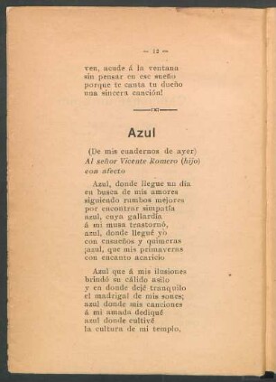 Azul : (De mis cuadernos de ayer). Al señor Vicente Romero (hijo). Con afecto