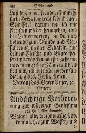 Andächtige Vorbereitung zur würdigen Geniessung des Heil. Abendmahls