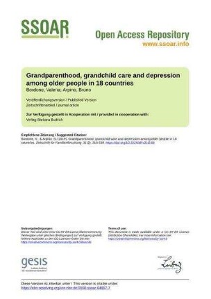 Grandparenthood, grandchild care and depression among older people in 18 countries