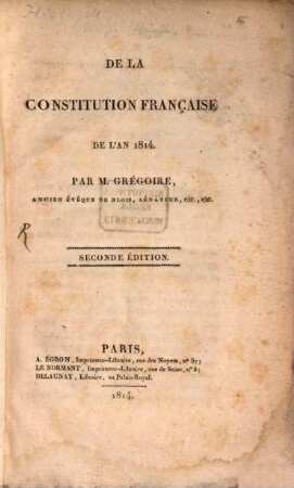 De la constitution Française de l'an 1814