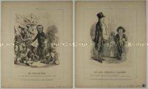 Karikaturen aus dem "Punch" auf Premier John Russel sowie auf Benjamin Disraeli als Führer der Konservativen und Nachfolger Robert Peels - Blatt 53-54