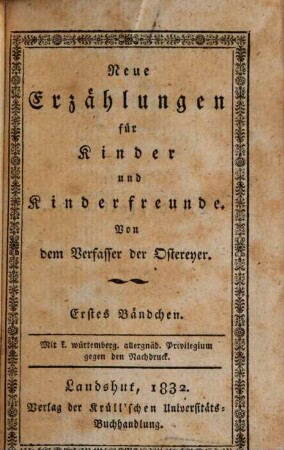 Neue Erzählungen für Kinder und Kinderfreunde, 1. Die Hopfenblüthen. - 1832