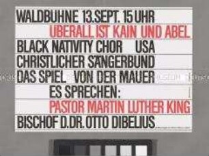 Einladung zum Tag der Kirche in der Berliner Waldbühne mit der Ankündigung einer Rede von Martin Luther King am 13. September 1964
