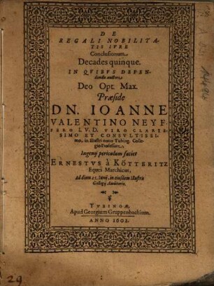 De regali nobilitatis iure conclusionum decades quinque