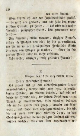 22. Glogau den 17ten September 1796.