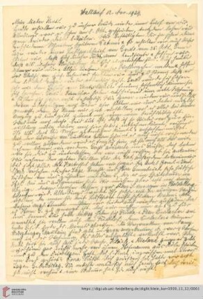 Korrespondenz von Alice und Ludwig Klein: Brief von Alice Klein an Kurt Klein