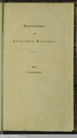 Empfindungen am Zwanzigsten September