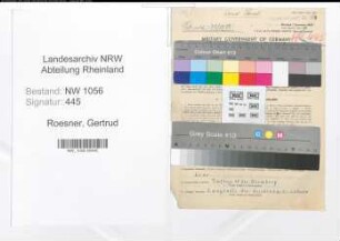 Entnazifizierung Gertrud Roesner , geb. 19.02.1902 (Lehrerin)