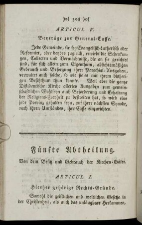 Fünfte Abtheilung. - Achte Abtheilung.