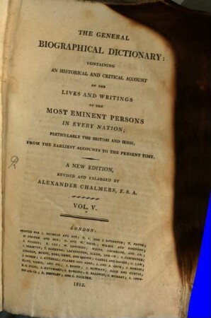 The general biographical dictionary : Containing an hist. and crit. account of the lives and writings of the most eminent persons in every nation; particularly the British and Irish; from the earliest accounts to the present time, 5. Benv - Bohn
