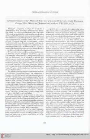 57: [Rezension von: Klasycyzm i klsycyzmy. Materiały Sesji Stowarzyszenia Historyków Sztuki. Warszawa, listopad 1991]