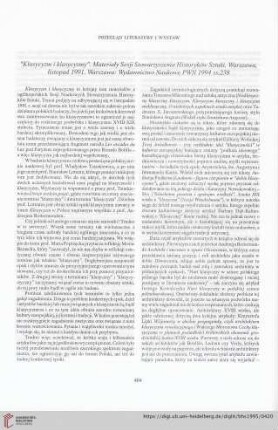 57: [Rezension von: Klasycyzm i klsycyzmy. Materiały Sesji Stowarzyszenia Historyków Sztuki. Warszawa, listopad 1991]