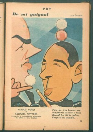 Harold Worst y Ezequiel Navarra, campeón y subcampeón mundiales de billar a tres bandas - [Caricatura] : De mi Guignol