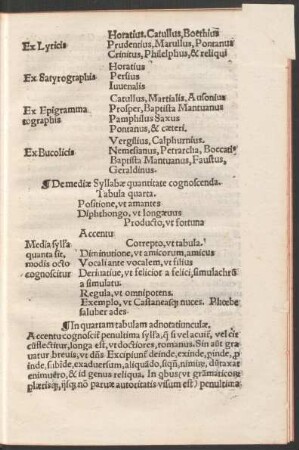 De mediae Syllabae quantitate cognoscenda. Tabula quarta.