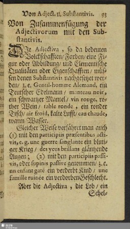 Von Zusammenfügung der Adjectivorum mit den Substantivis