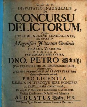Disp. inaug. de concursu delictorum