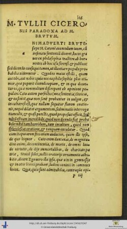 Marci Tullii Ciceronis Paradoxa Ad Marcum Brutum