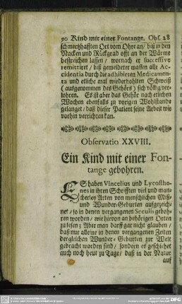 Observatio XXVIII. Ein Kind mit einer Fontange gebohren