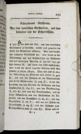 Achtzehnter Abschnitt. Von den innerlichen Geschwüren, und insbesondere von der Schwindsucht. - Neunzehnter Abschnitt. Von den künstlichen Geschwüren.