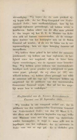 Hoofdartikel van de Nieuwe Rotterdamsche Courant van 29 September 1845.
