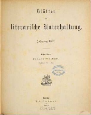Blätter für literarische Unterhaltung. 1882