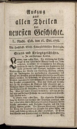 L. Nachl. Cob. den 16. Dec. 1758.