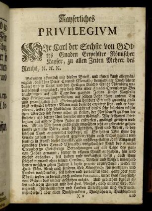 Kayserliches Privilegium.