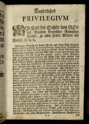 Kayserliches Privilegium.