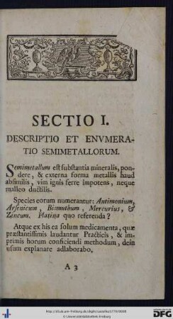 Sectio I. Descriptio Et Enumeratio Semimetallorum.