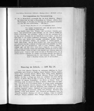 Hansetag zu Lübeck. - 1498 Mai 28.