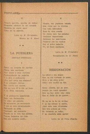La pueblera : (Estilo criollo)